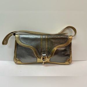 Kate Spade vintage leather mod shoulder bag gold and silver